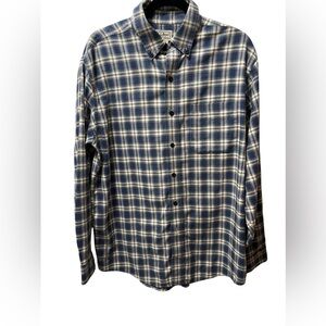 L. L. Bean Blue & White flannel Shirt Men Size Reg-M —see description